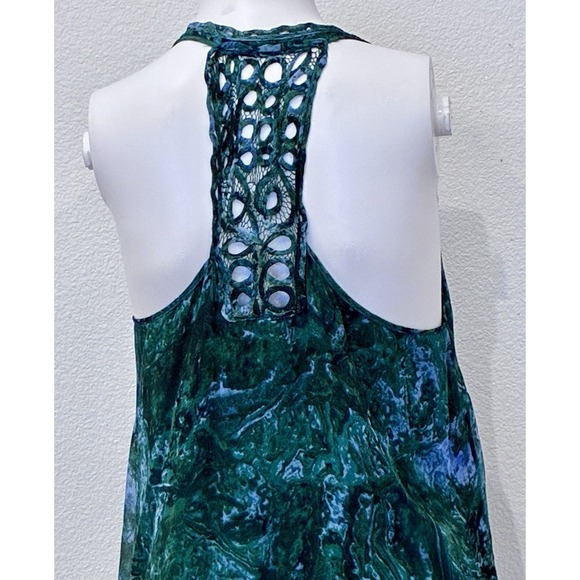 Madison Marcus 100% Silk Sheer Crotchet Racerback Fairy Mini Dress Size S Green - Picture 6 of 10